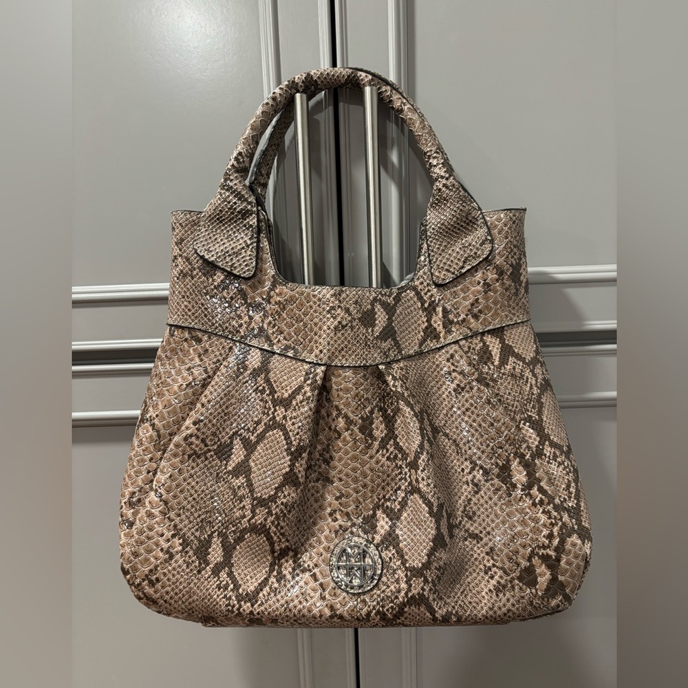 Marc Bouwer Python Print Tote Bag Convertible Cro… - image 4